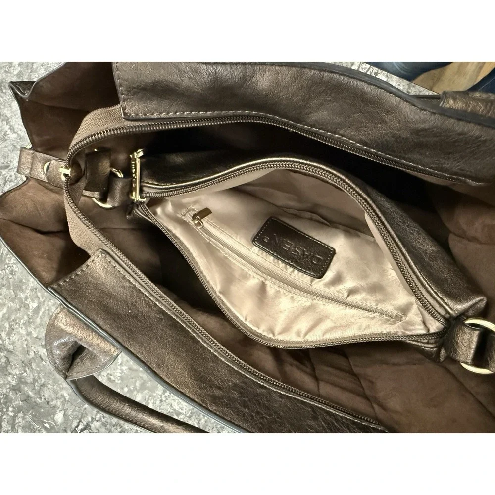 Dasein‎ Women Stylish Handbag Satchel Tote Shoulder Bag Studs Bronzed Brown